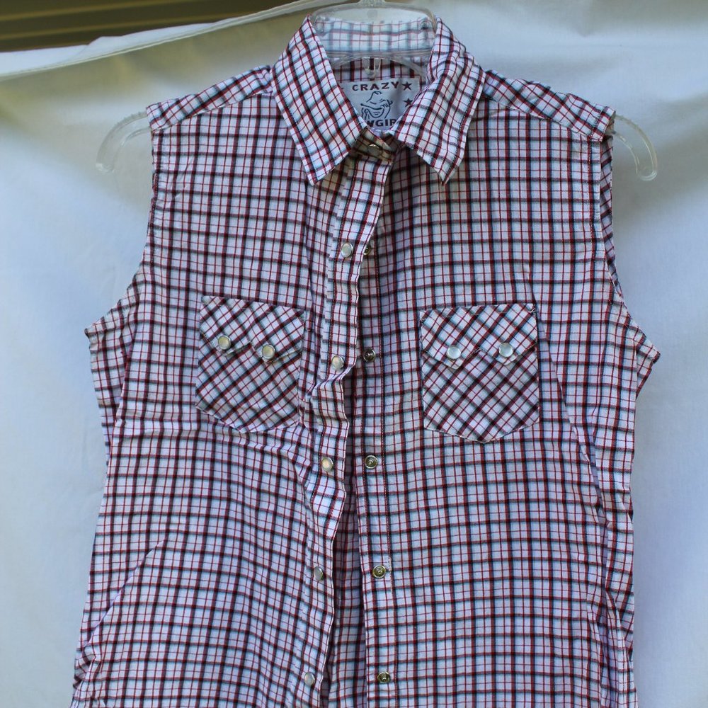 Crazy Cowgirl Sleeveless Button Down Shirt Sz M